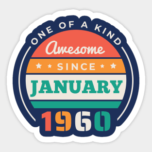 Retro Awesome Since January 1960 Birthday Vintage Bday 1960 Sticker